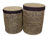 Curated 2pc Premium Seagrass Open Weave Laundry Basket Set with Linen - Eco-Friendly Home Storage